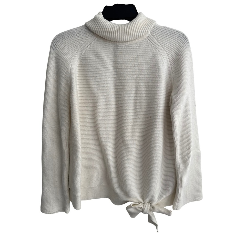 Simply Vera Vera Wang Ivory Knit Turtleneck Tie Hem Sweater Womens‎ L